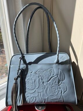 Patricia Nash Rose Tooled Embossed Handbag Paris Satchel Large
